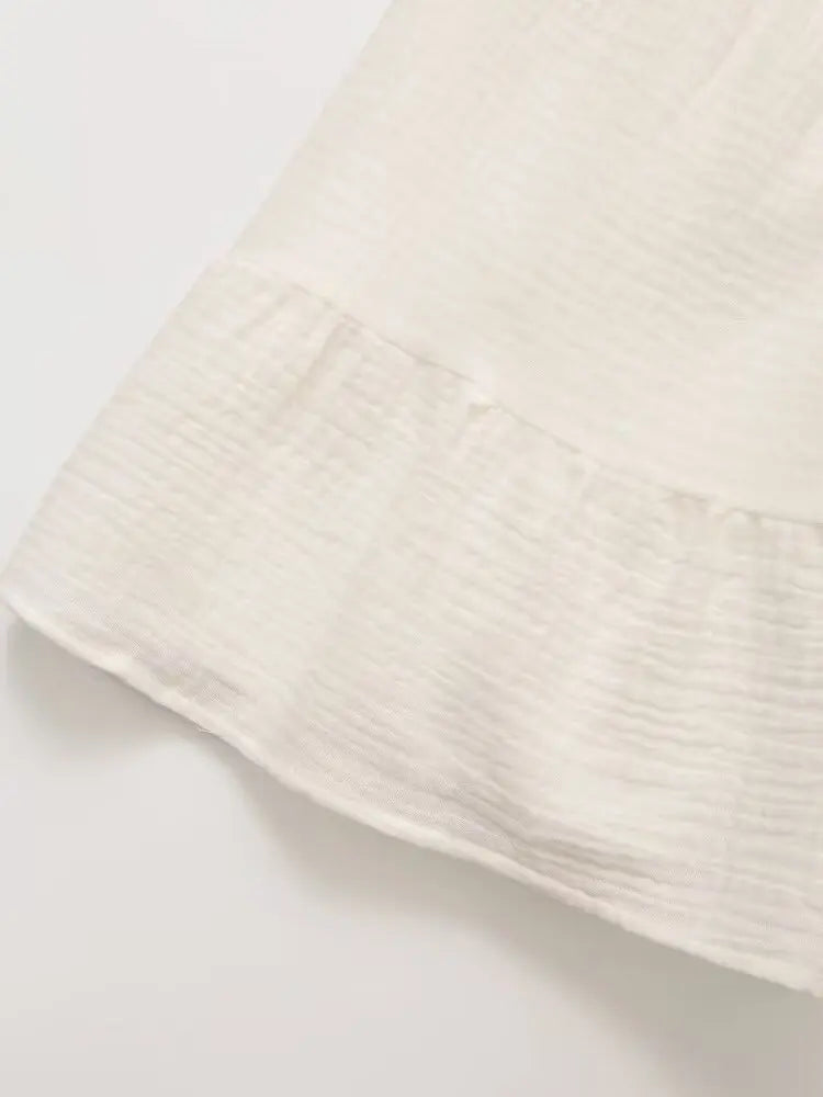 Women Cotton White Sleeveless A-line Tops
