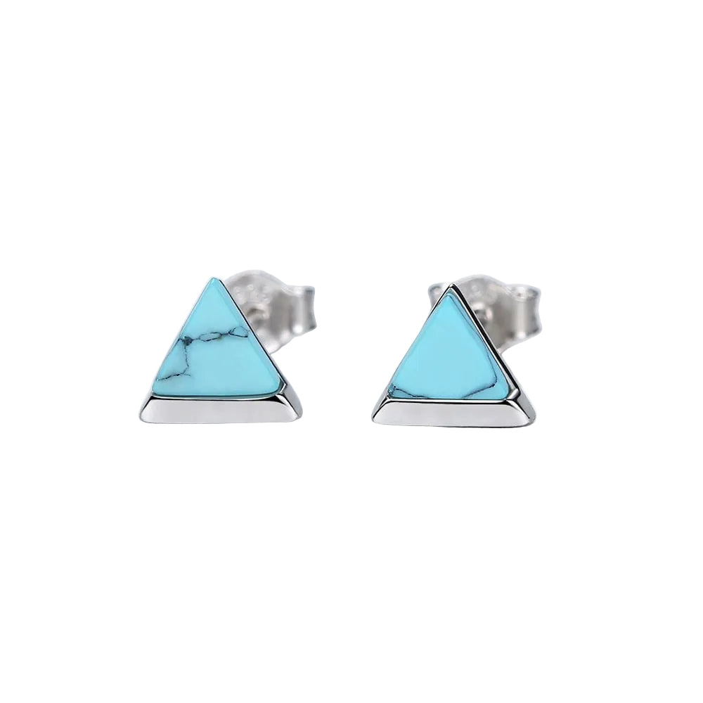 Sterling Silver 925 Turquoise Triangle Stud Earrings