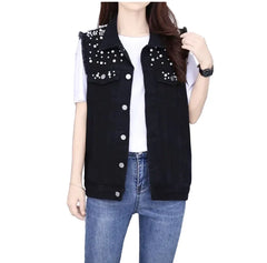 Women Casual Embellished Denim Jacket