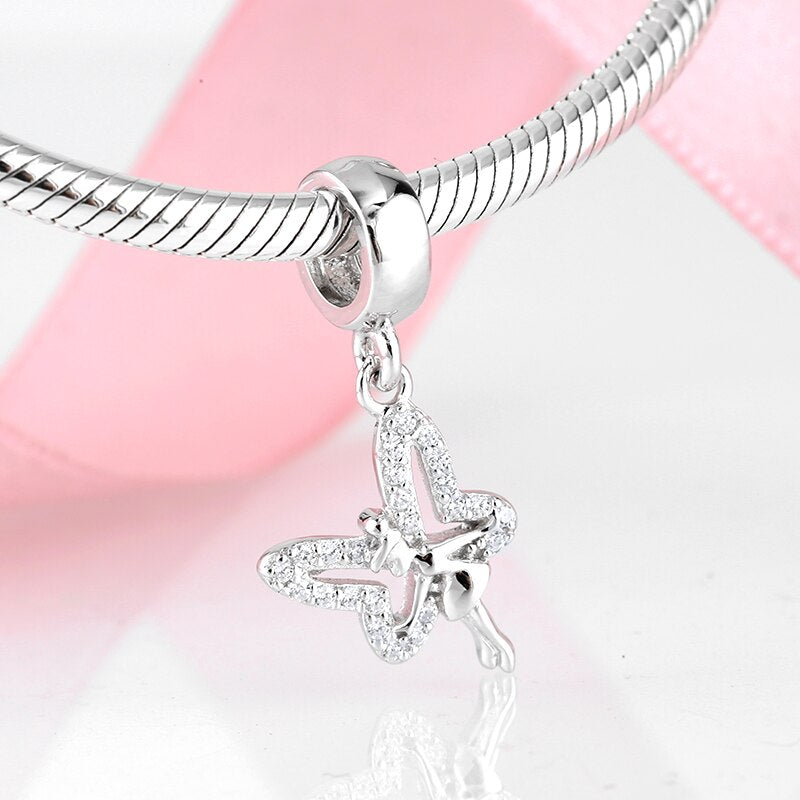 Women Accessories 925 Sterling Silver Ribbon Chocolate Heart Bead Bracelet
