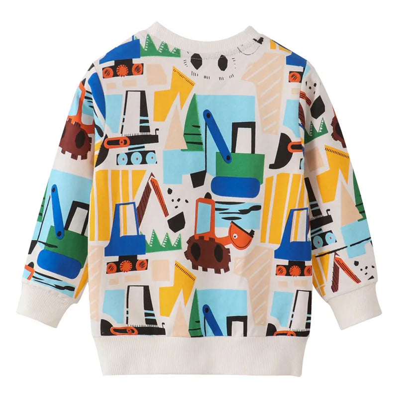 Kids Boys Cars Print Long Sleeve Pullover Sweats