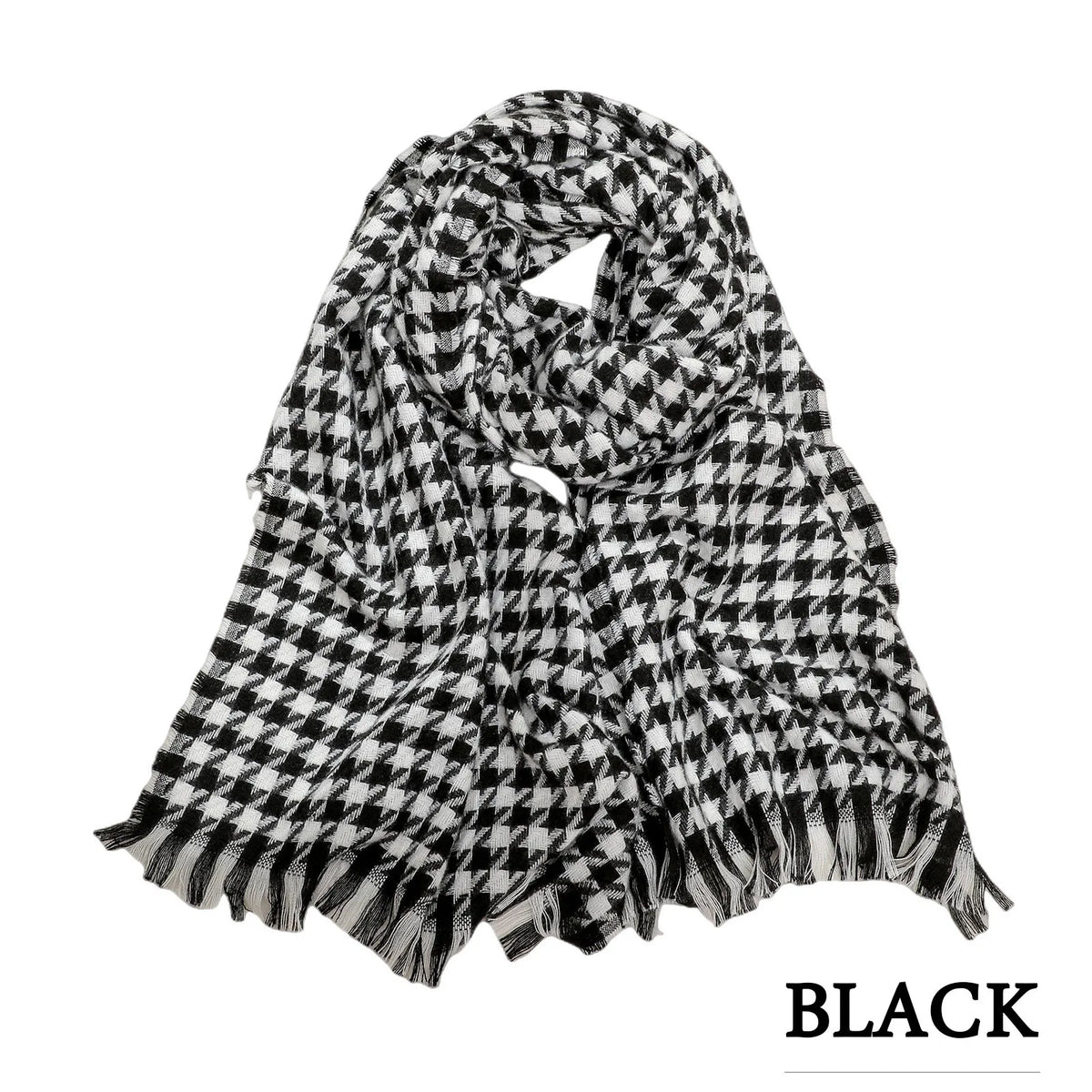 Women Tassel Plaid Headdress Warm Scarf