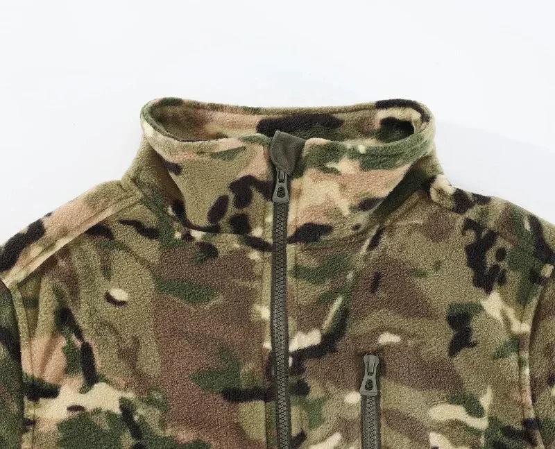 Men Camouflage Zipper Double-sided Polar Fleece Jacket