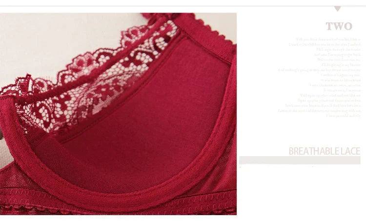 Women Push Up Sexy Hollow Lace Embroidery Bra Set