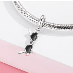 Women Accessories 925 Sterling Silver Ribbon Chocolate Heart Bead Bracelet