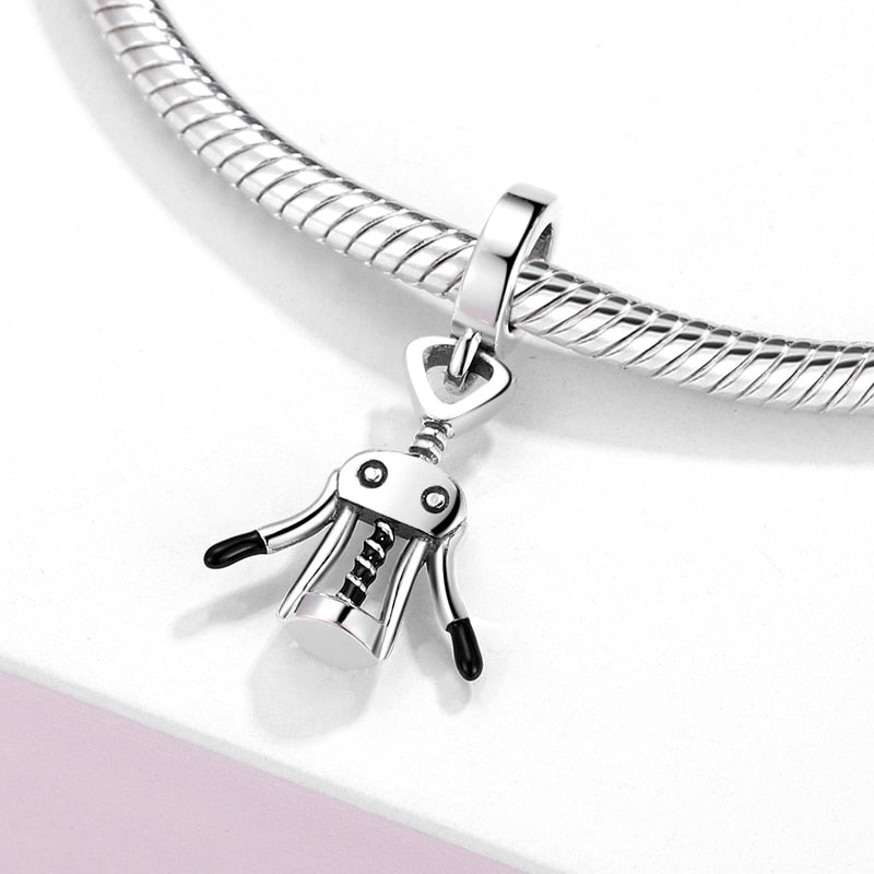 Women Accessories 925 Sterling Silver Ribbon Chocolate Heart Bead Bracelet