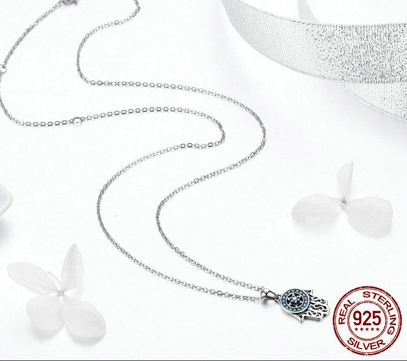 Sterling Silver 925 Guarding Hand Pendant & Necklace