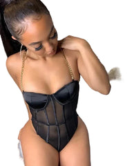 Women Sexy Push Up Lace Sleeveless Bodysuit