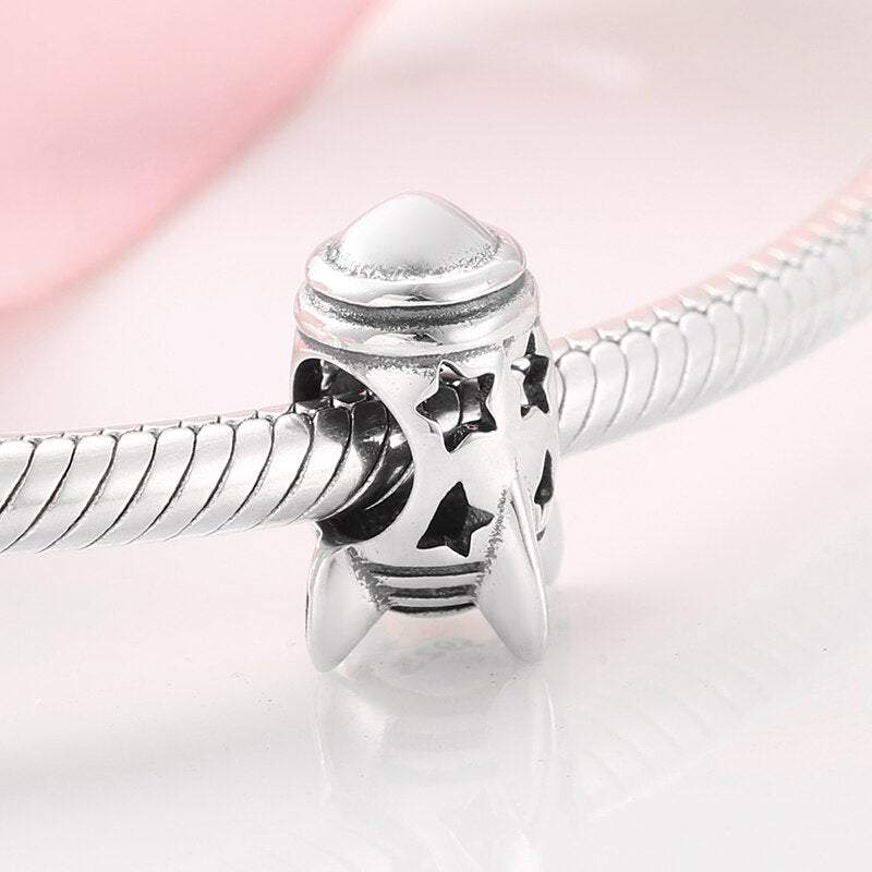 Women Accessories 925 Sterling Silver Ribbon Chocolate Heart Bead Bracelet