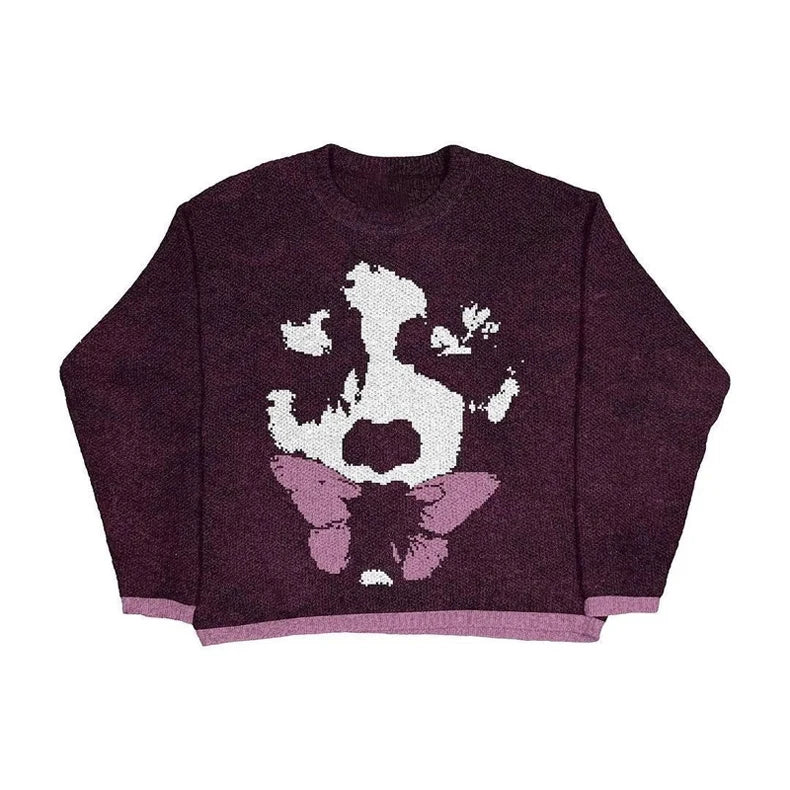 Women Anime Knit Vintage Cashmere Sweater