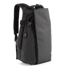 Men's Leather Travel USB Charge 15.6 Laptop Black Backpack