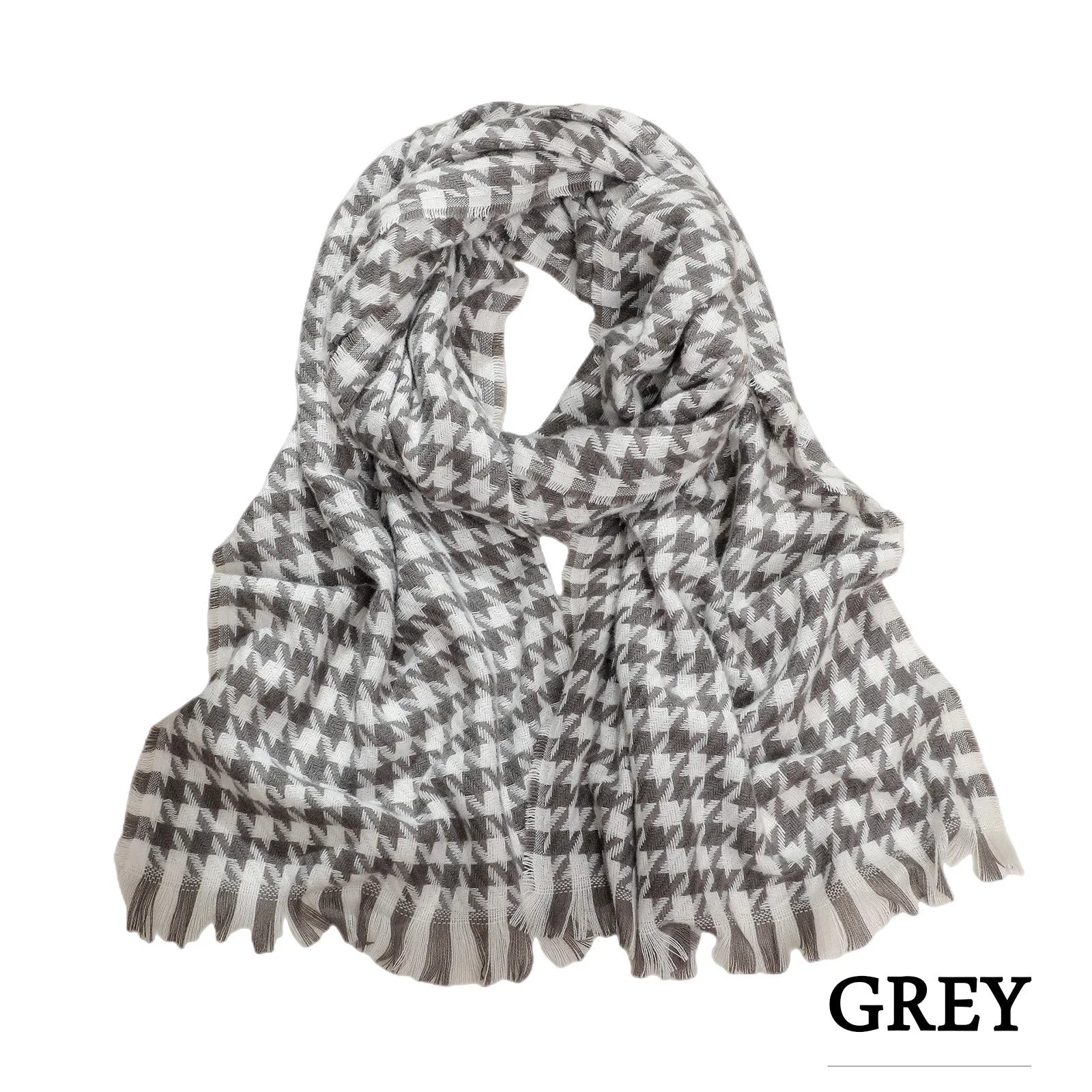 Women Tassel Plaid Headdress Warm Scarf