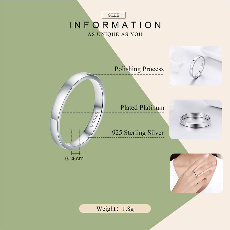 Sterling Silver 925  Classic Round Ring