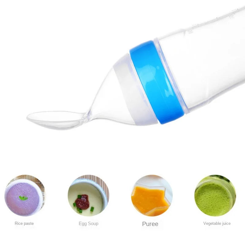 Baby Silicone Squeeze Feeding Bottle Spoon