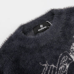 Women Angels Embroidery Cashmere Design Knitted Oversized Sweater