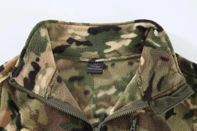 Men Camouflage Zipper Double-sided Polar Fleece Jacket