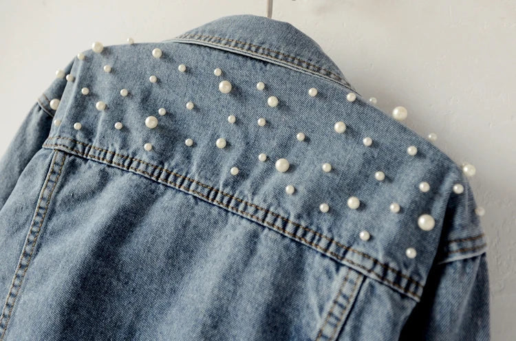 Women Casual Embellished Denim Jacket