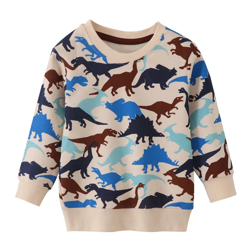 Kids Boys Cars Print Long Sleeve Pullover Sweats