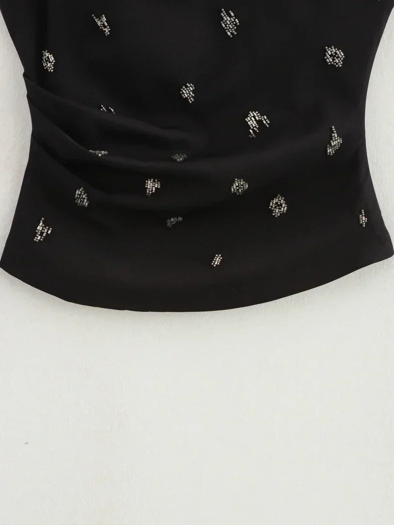 Woman Evening Off Shoulder Sleeveless Top