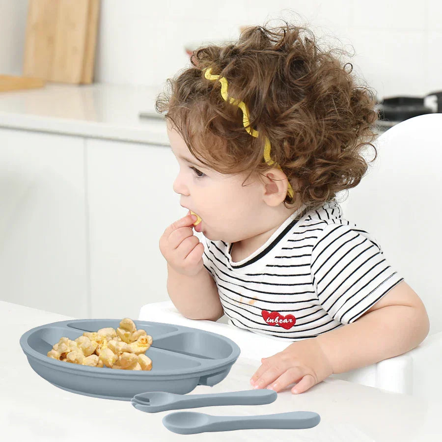 Kids Infant Eating Training Silicone Tableware Set