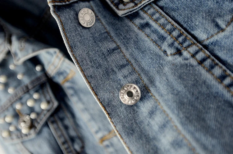 Women Casual Embellished Denim Jacket