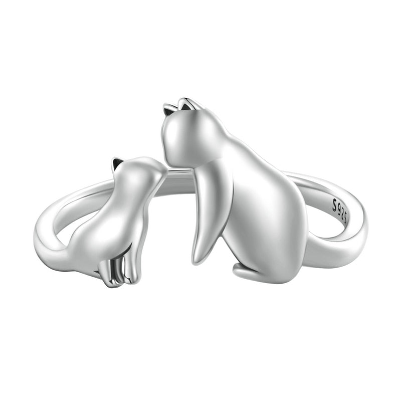Sterling Silver 925 Butterfly Tail Cat Adjustable Ring