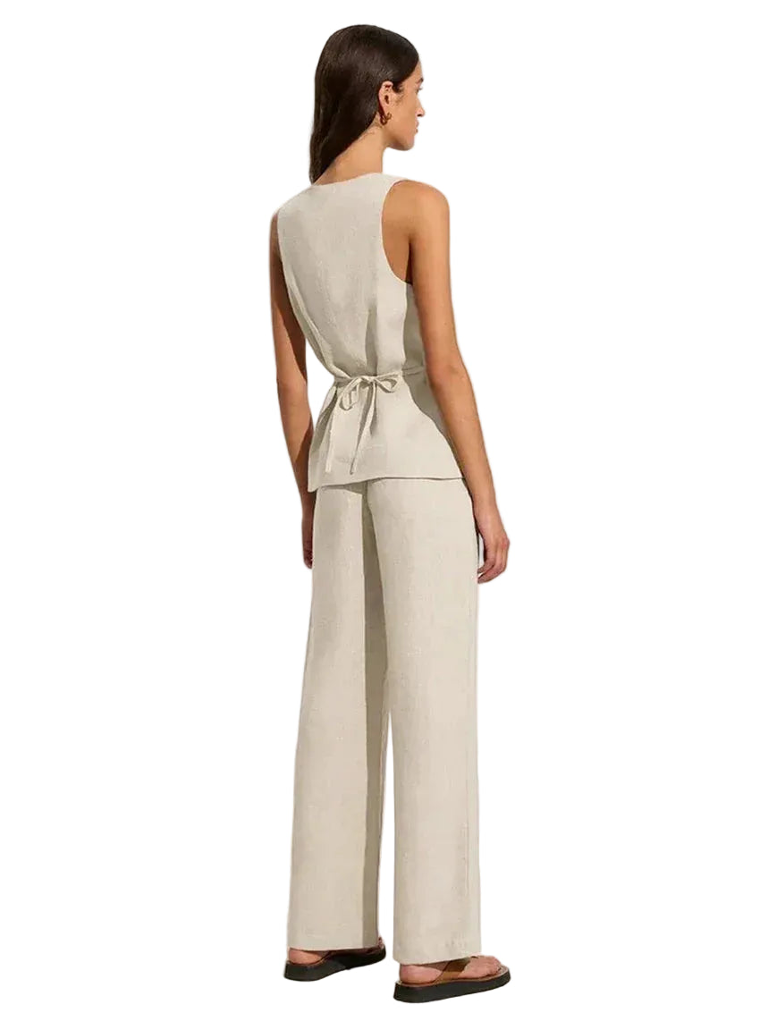 Women Slim Khaki Linen Pants Co Ord