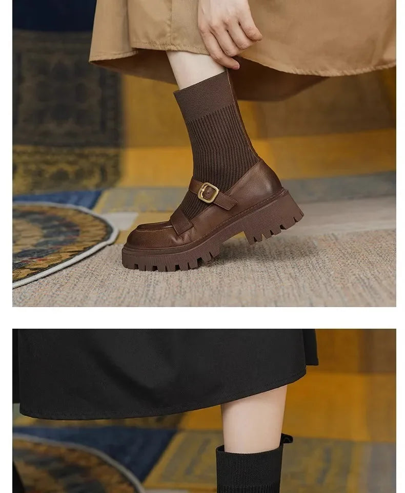 Women Platform Heeled Mary Jane Dress Shoes