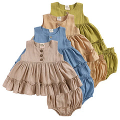 Baby Girls Princess Party Ruffle Dress + Shorts Outfit