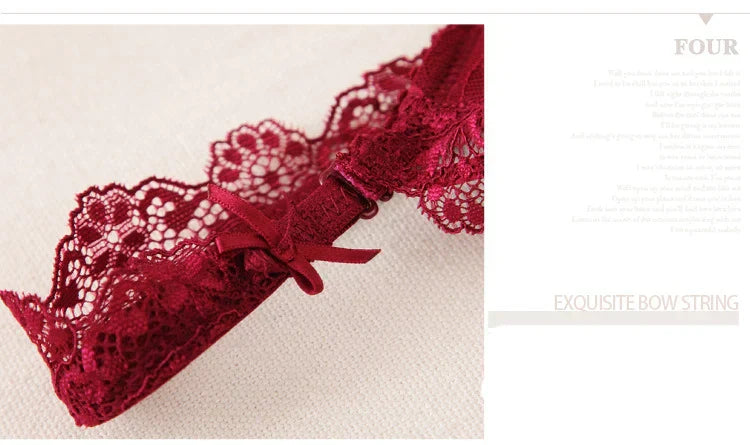 Women Push Up Sexy Hollow Lace Embroidery Bra Set