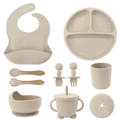 Baby Kids Silicone Feeding Utensils 10 Piece Set