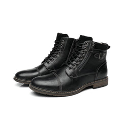 Men Winter Vintage Leather Zip Lace-up Ankle Boots Business Dress