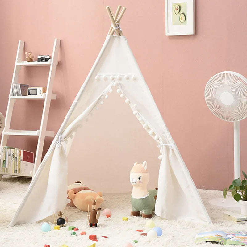 Kids Portable Tipi Cabana Tents with Carpet LED Lights