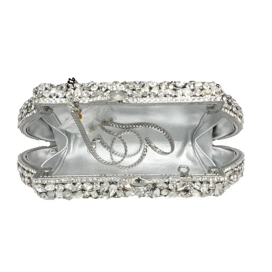 Women Boutique Crystal Flower Clutch Handbag