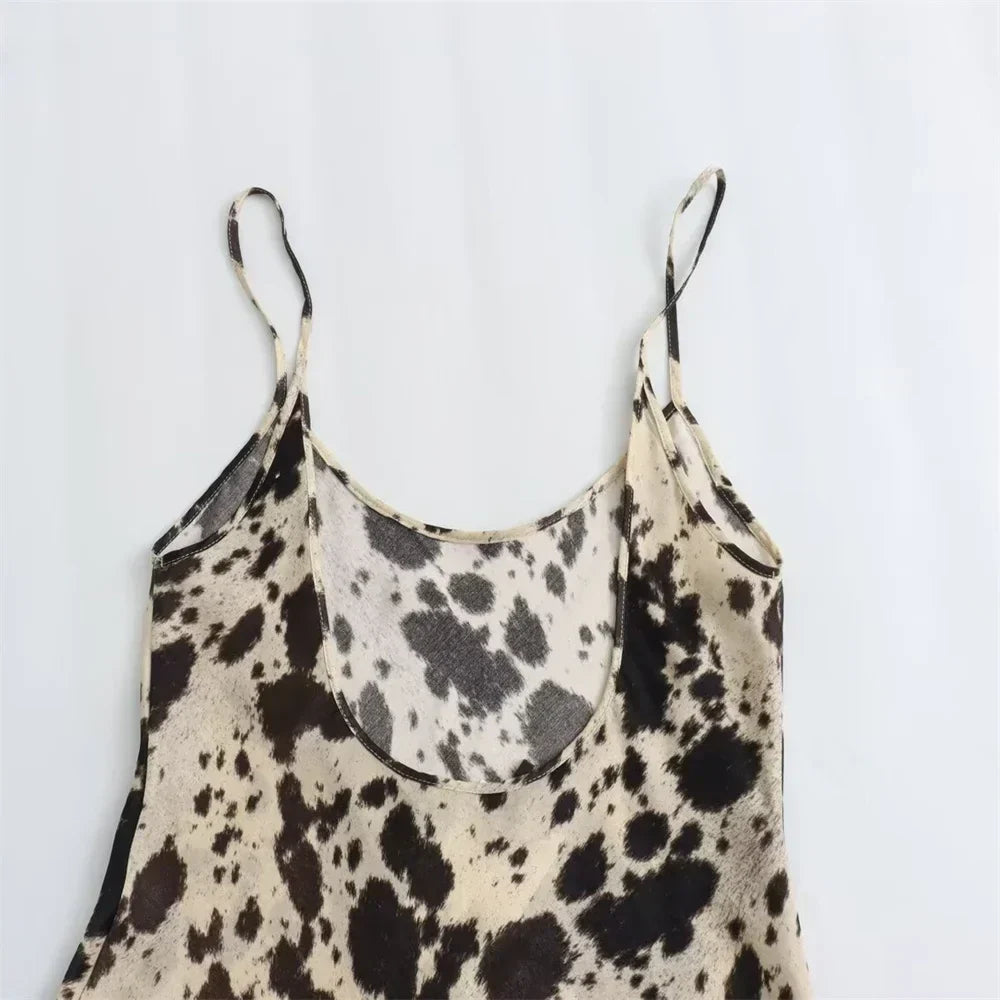 Women Animal Pattern Printed Silk Satin Skirt