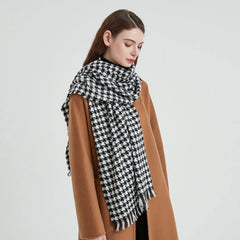 Women Tassel Plaid Headdress Warm Scarf