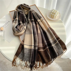 Women Winter Cashmere Tassel Knitted Foulard Blanket Shawl
