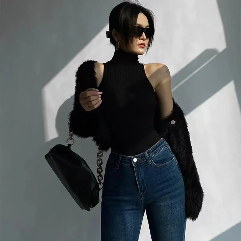 Women Summer Knitted Turtleneck Tops