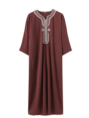Men Moroccan Dubai Embroidered Loose Breathable Abaya Summer