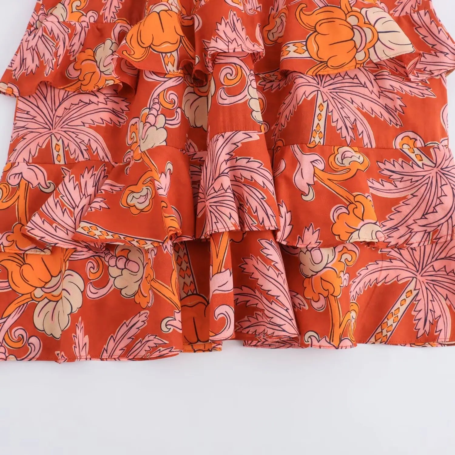 Women Casual Printed Pleats Short Sleeve Midi Dress