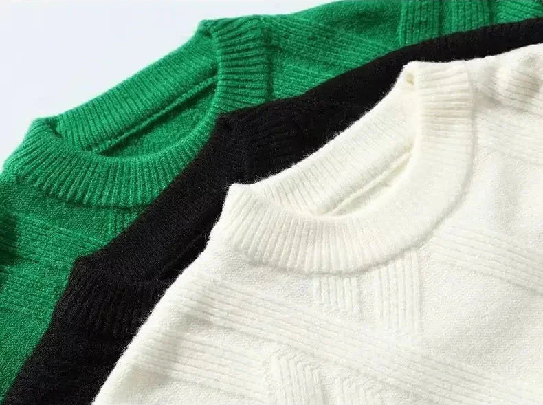 Men Casual Round Neck Loose-fit Knitted Pullover Sweaters