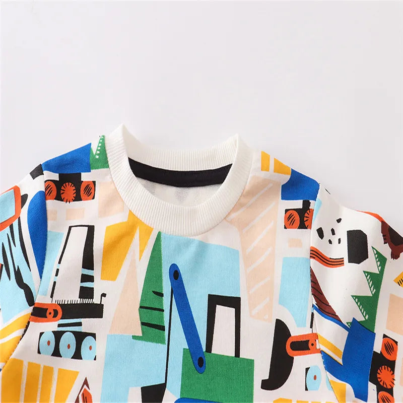 Kids Boys Cars Print Long Sleeve Pullover Sweats