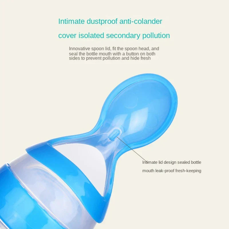 Baby Silicone Squeeze Feeding Bottle Spoon
