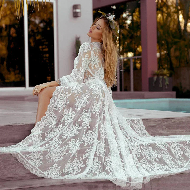 Women Bridal Robes Lace Nightgowns Lingerie