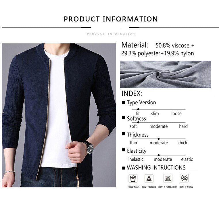 Mens Knitted Slim Fit Cardigan Sweater
