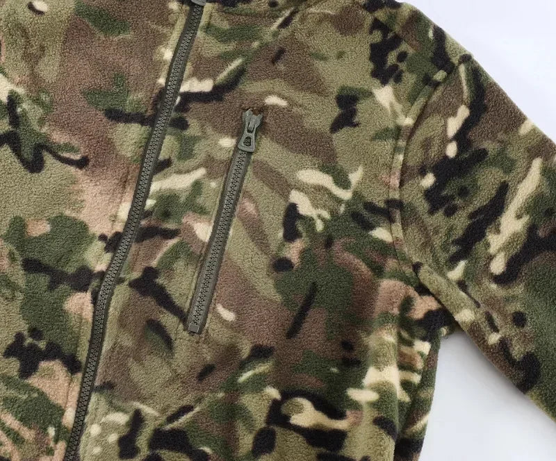 Men Camouflage Zipper Double-sided Polar Fleece Jacket