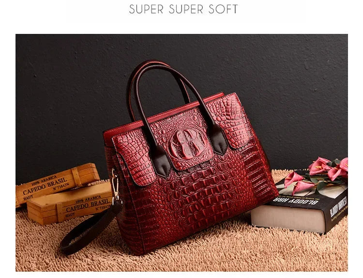 Womens Genuine Crocodile Leather HandBag