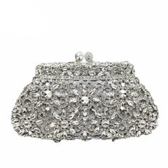 Women Boutique Crystal Flower Clutch Handbag