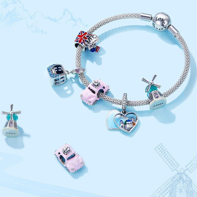 Sterling Silver 925 Traveling Scenery Charm Beads