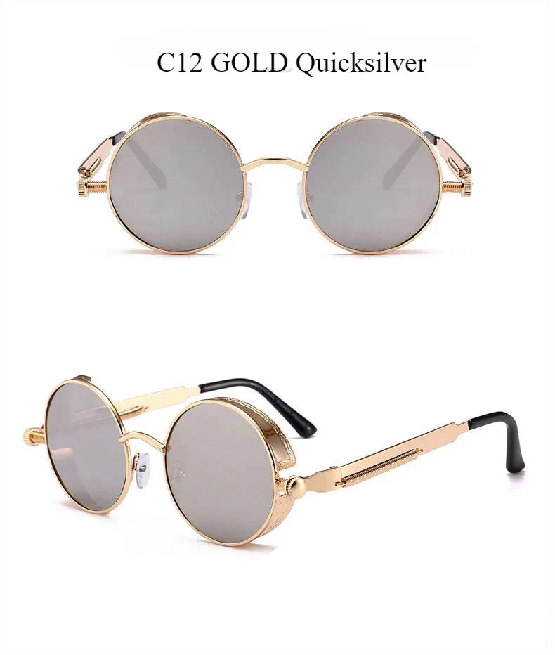 Women Vintage Round Metal Frame Sunglass UV400